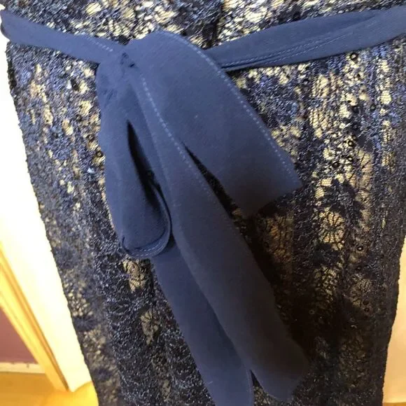 Julian Taylor Short Sleeve Sequin Lace Fit And Flare Dress - Picture 10 of 15